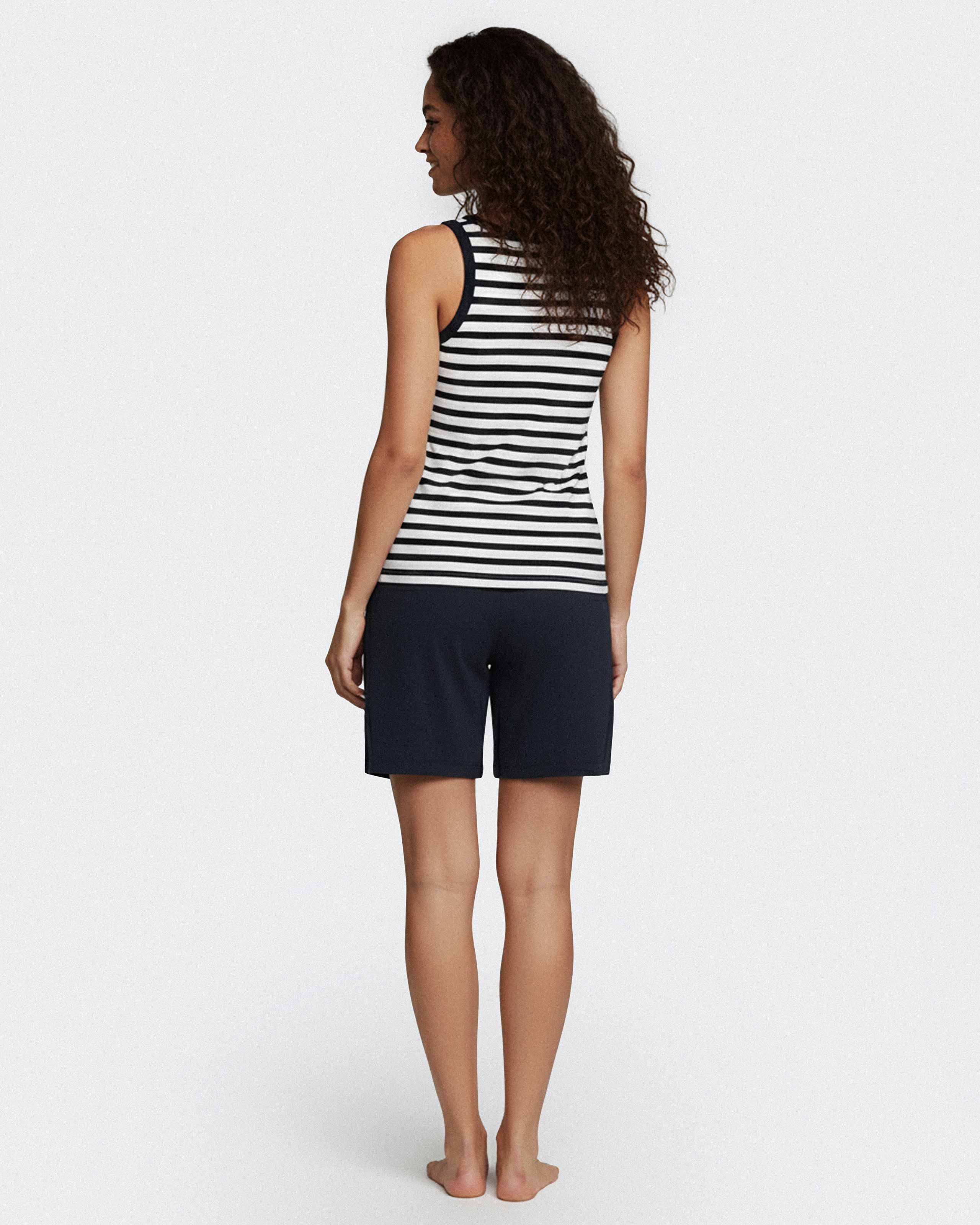 Pyjama court pour femme à rayures en Coton