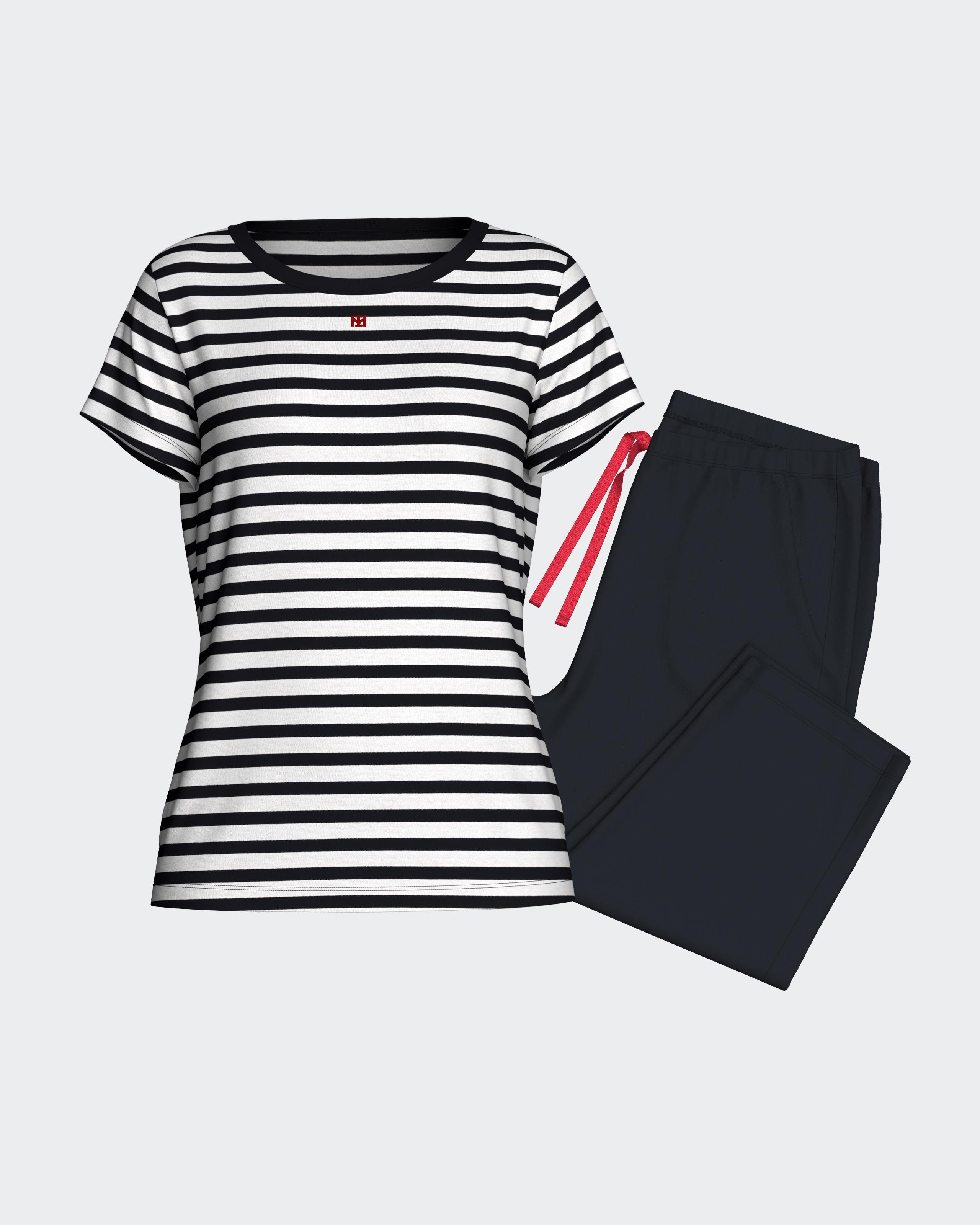 Women's striped cotton pyjamas