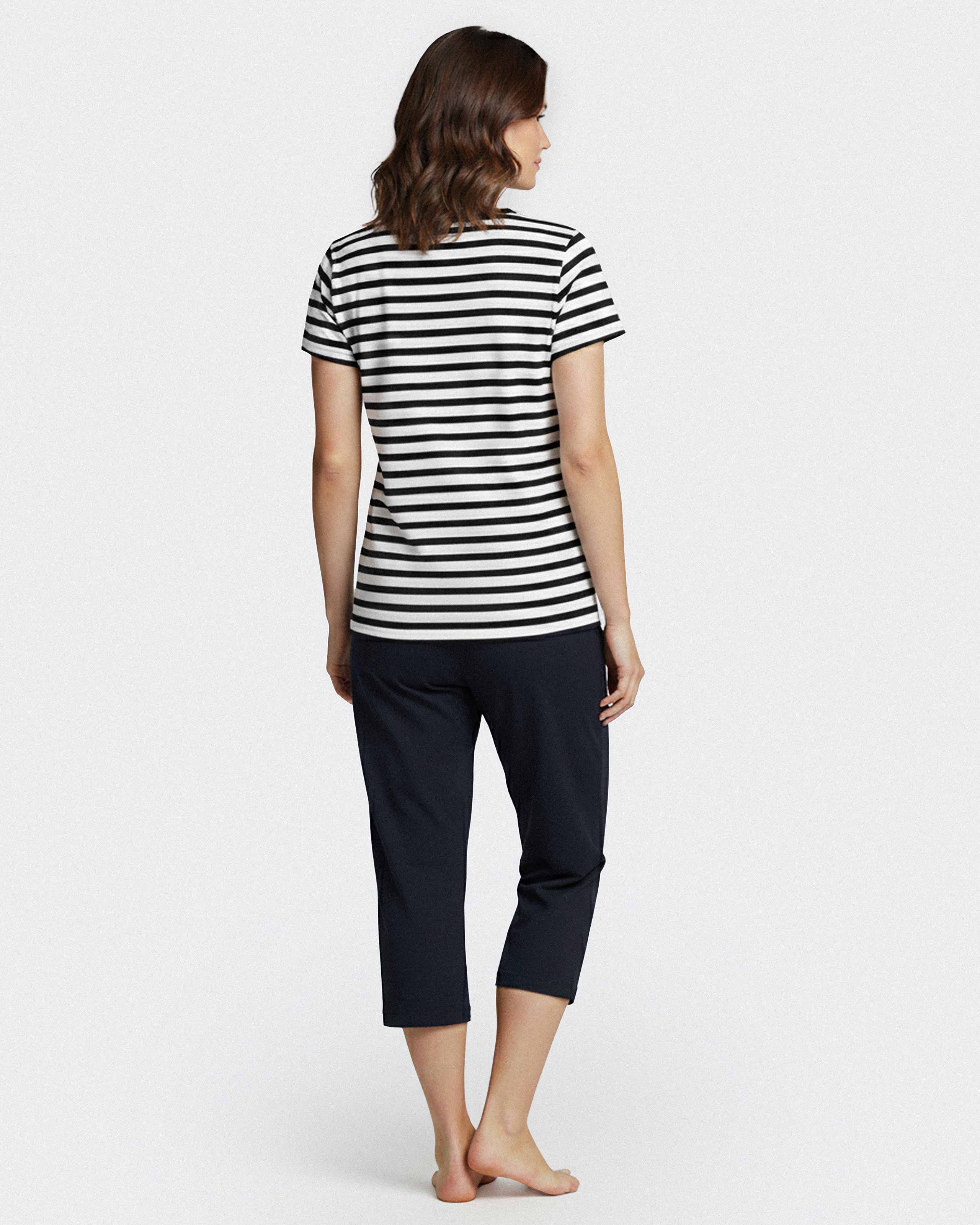 Damen‑Pyjama aus Baumwolle mit Streifen