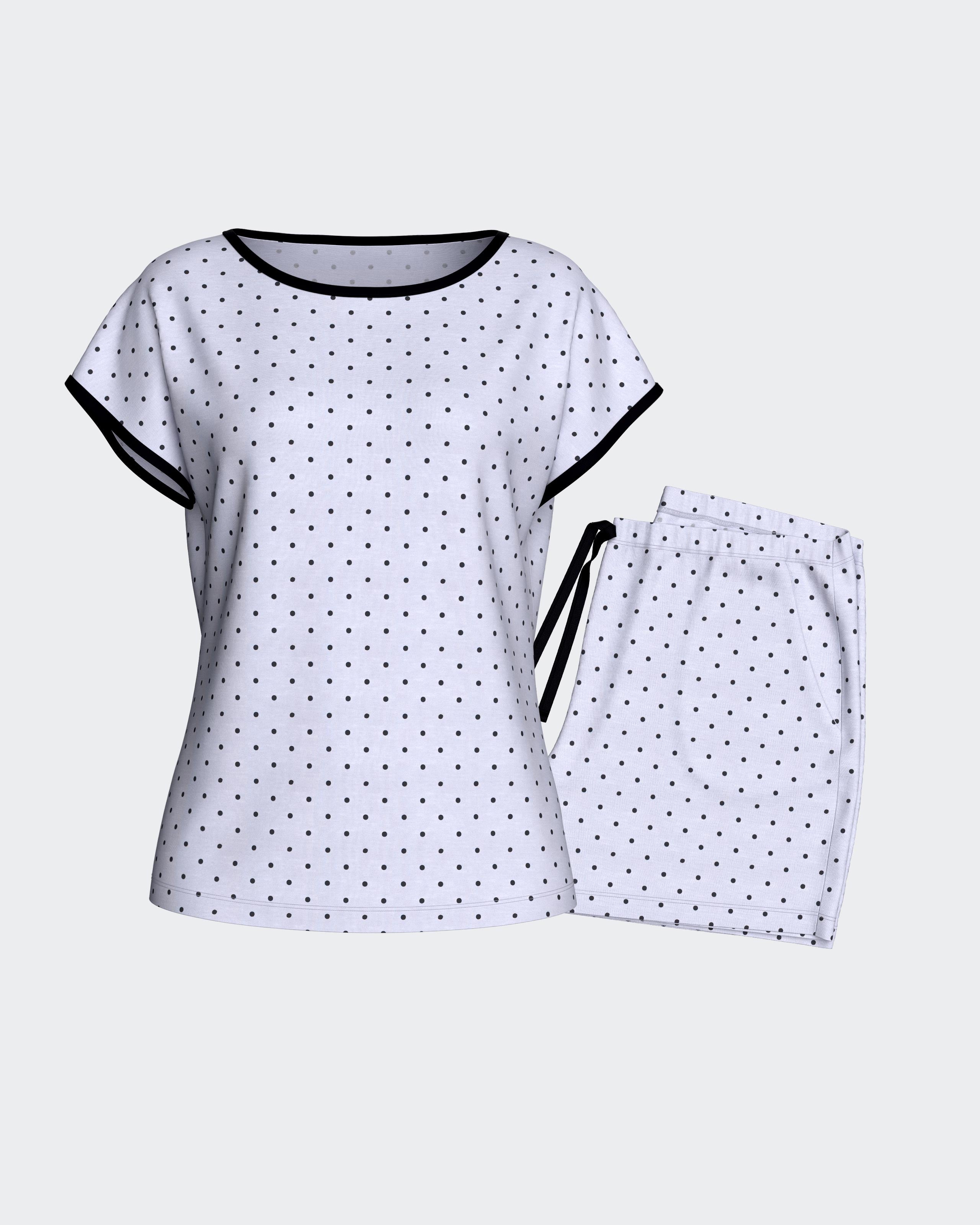 Kurzer Damen‑Pyjama aus Modal mit Pünktchenmuster