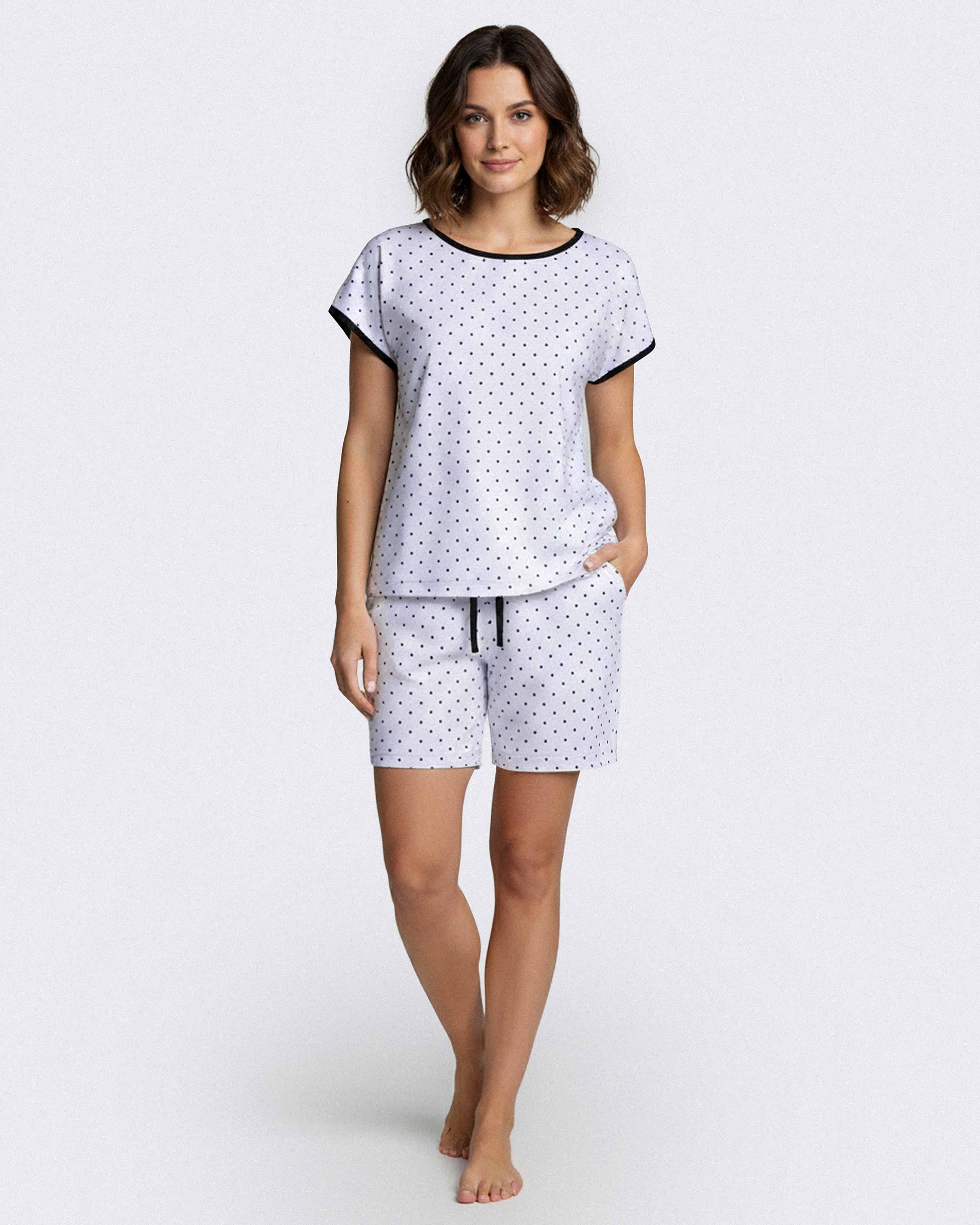 Women's short polka dot pyjamas in Modal