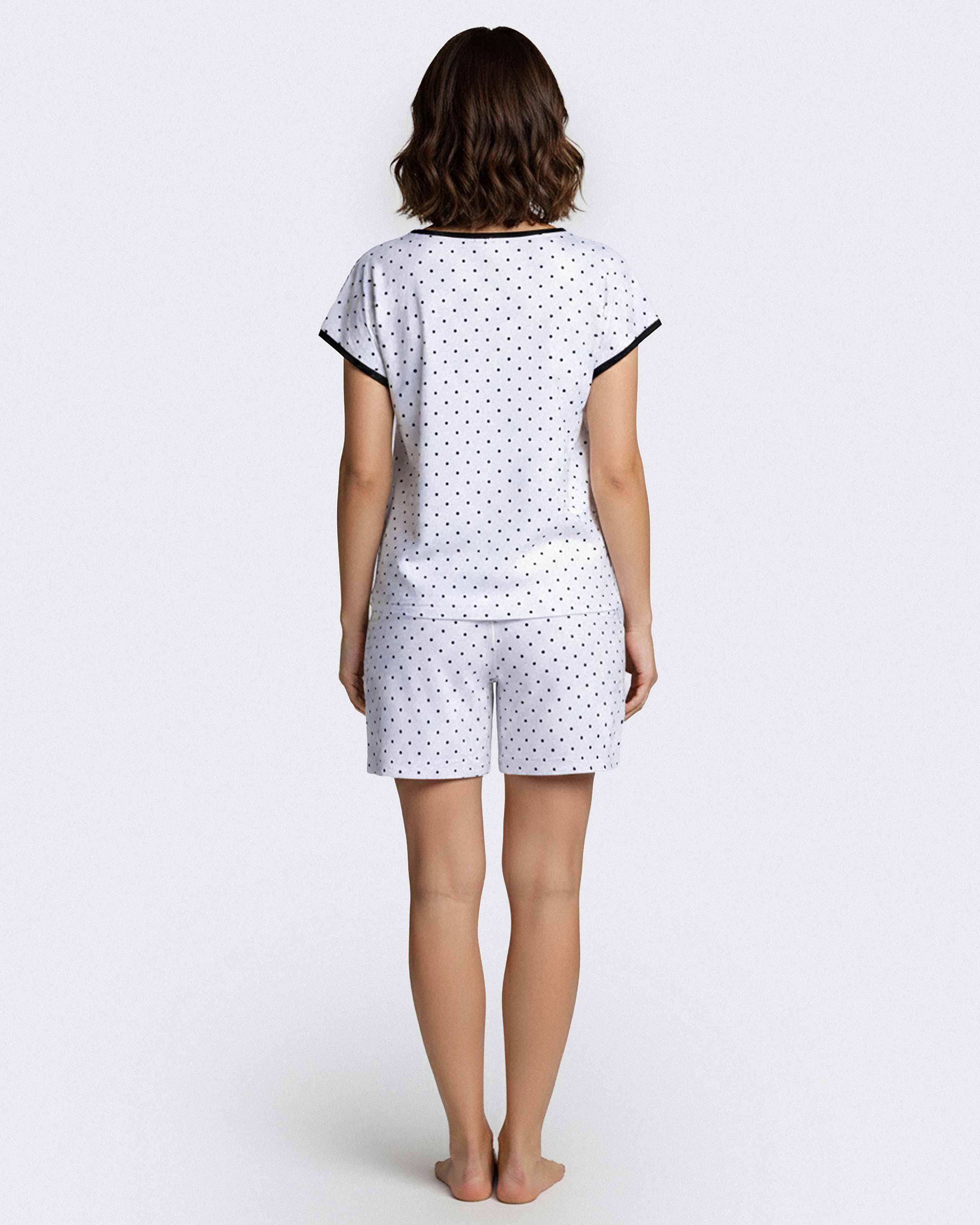 Pyjama court pour femme à petits pois en Modal
