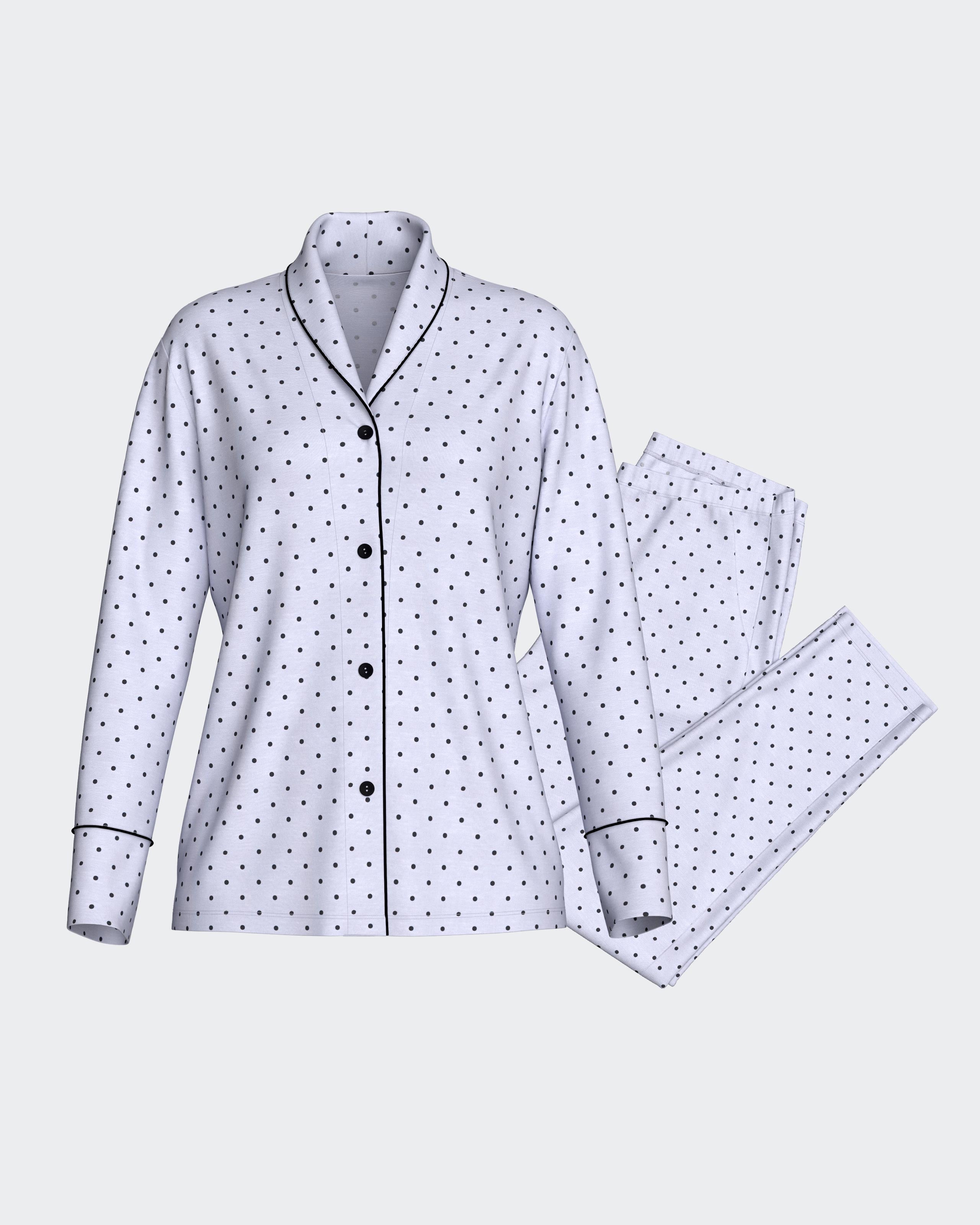Pyjama long pour femme avec boutons en Modal
