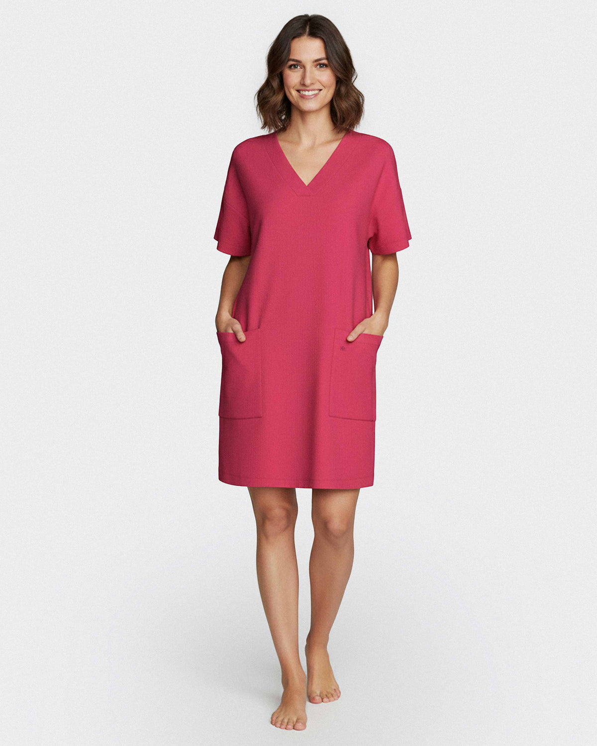 Vestido com bolsos em Algodão Modal