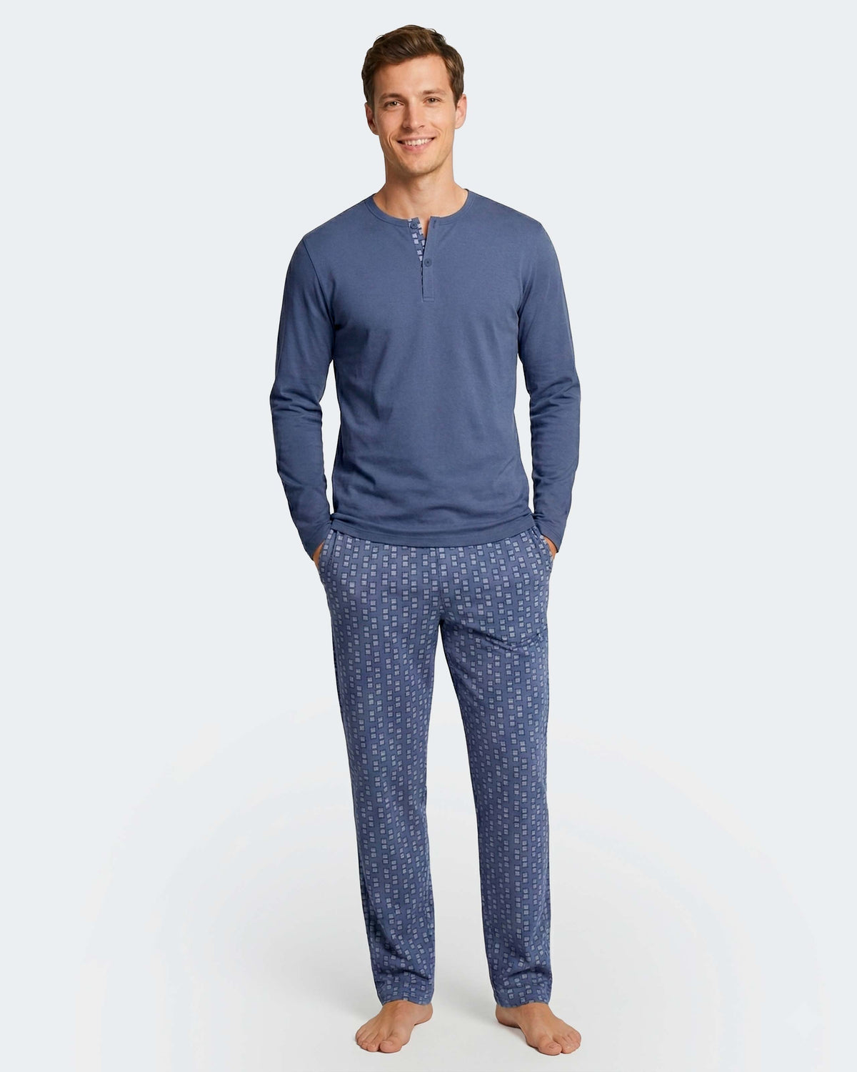 Pijama comprido de homem em Algodão Modal