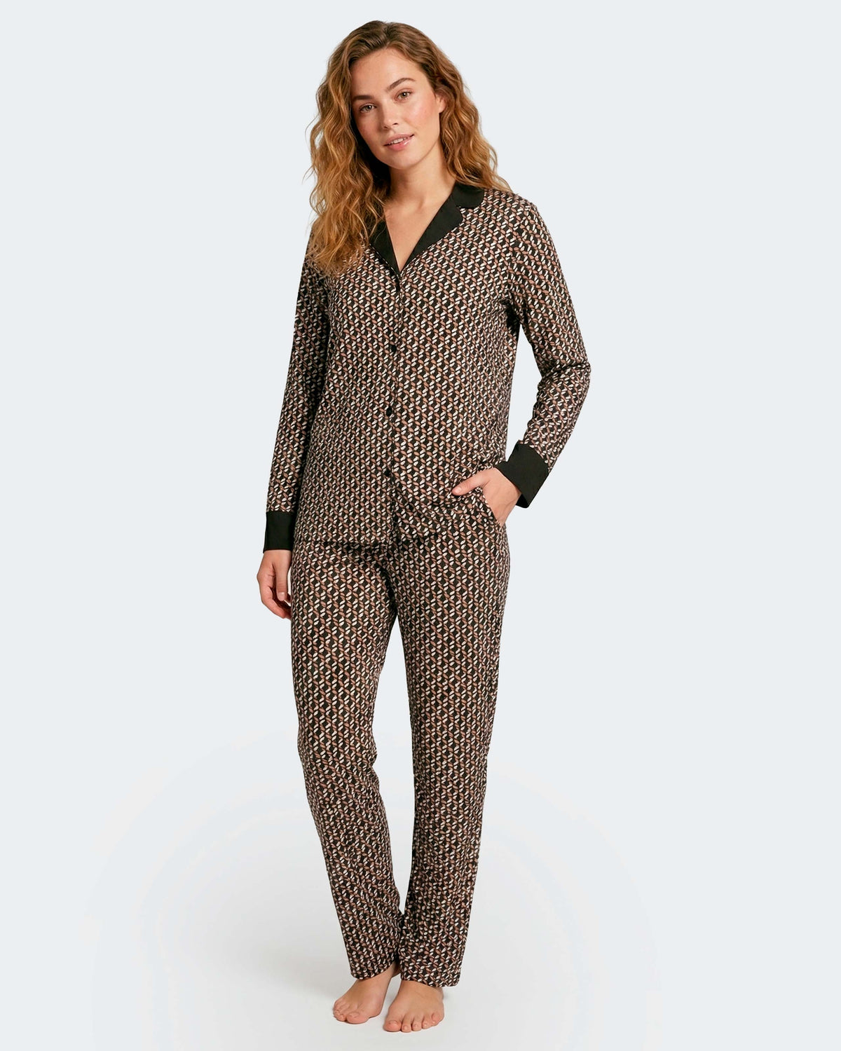 Pyjama cardé pour femme en Coton