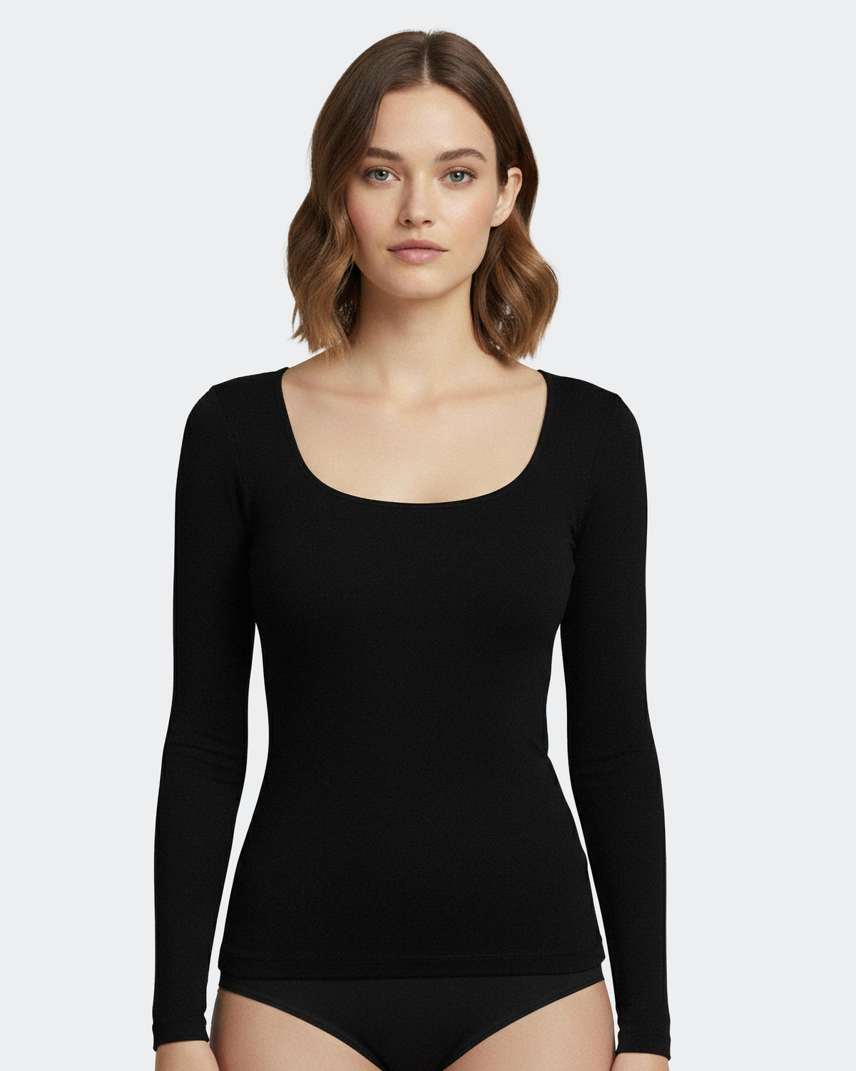 T-shirt long sleeves of woman in Wool Lyocell