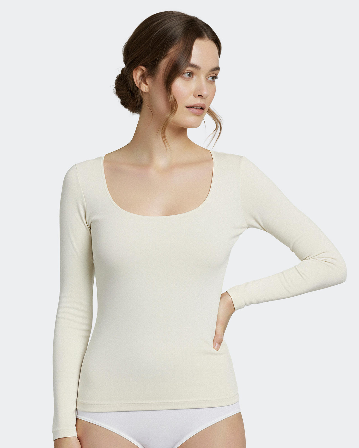 T-shirt long sleeves of woman in Wool Lyocell