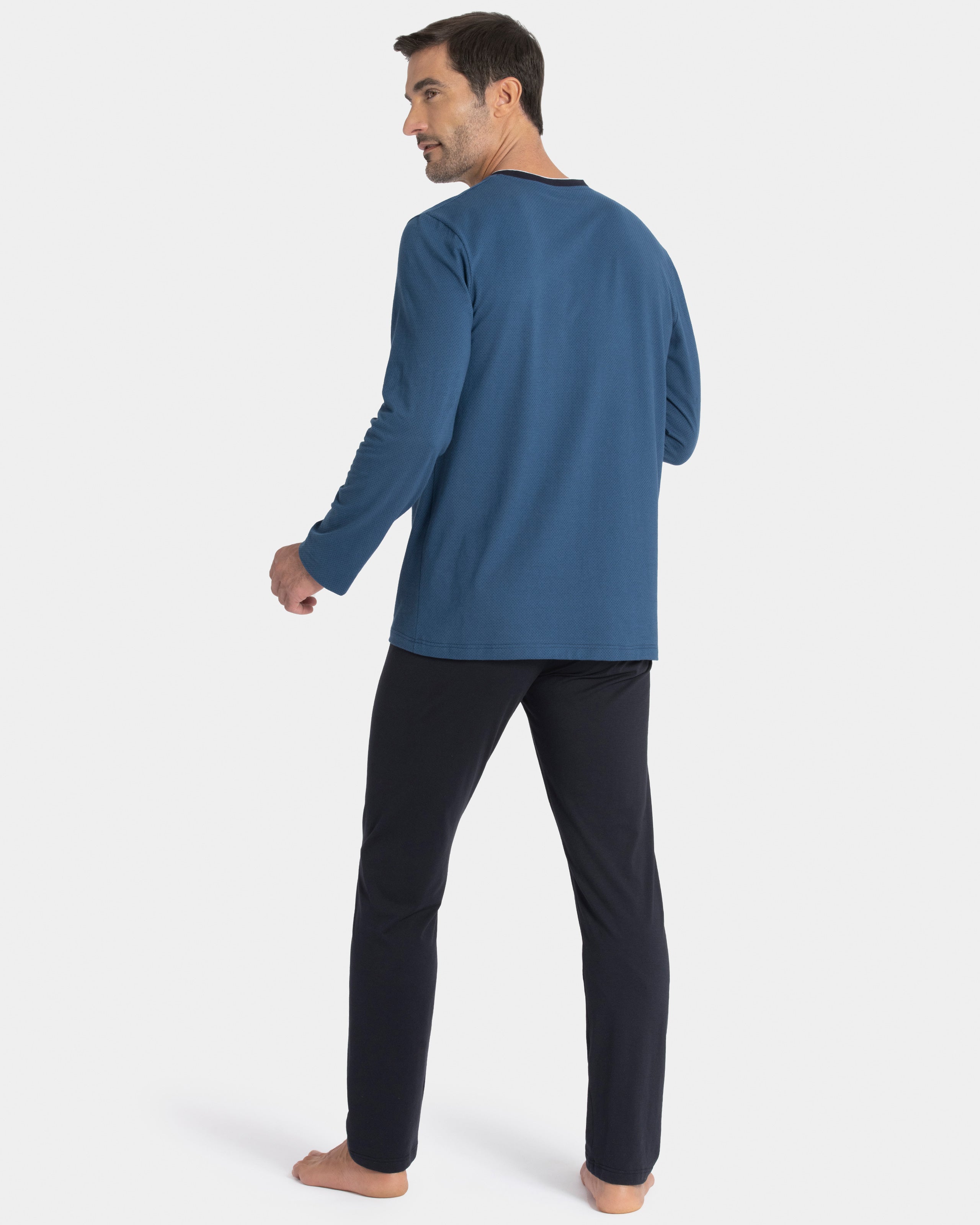 Pijama comprido de homem em algodão