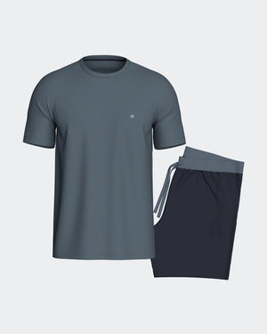 Kort pyjamas i let og blød lyocell og bomuld
