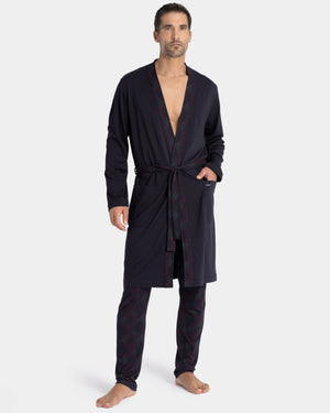 Man's printed dressing gown in cotton Modal