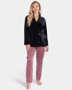 Robe em veludo com laço