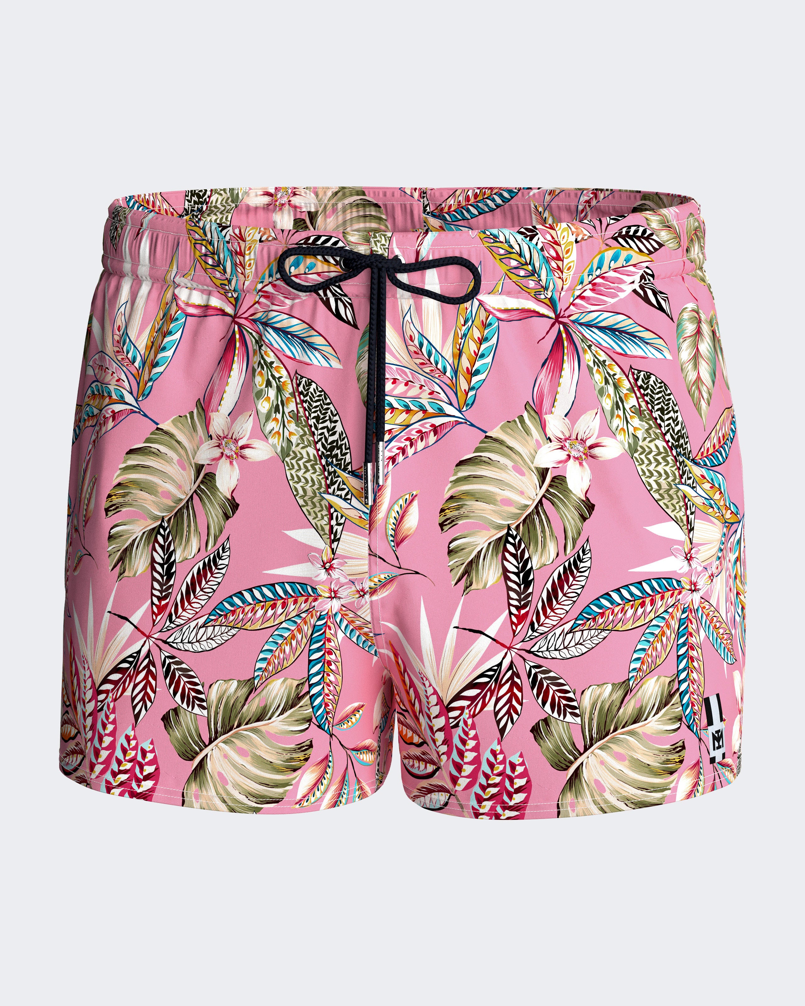 Short de bain court imprimé exotique