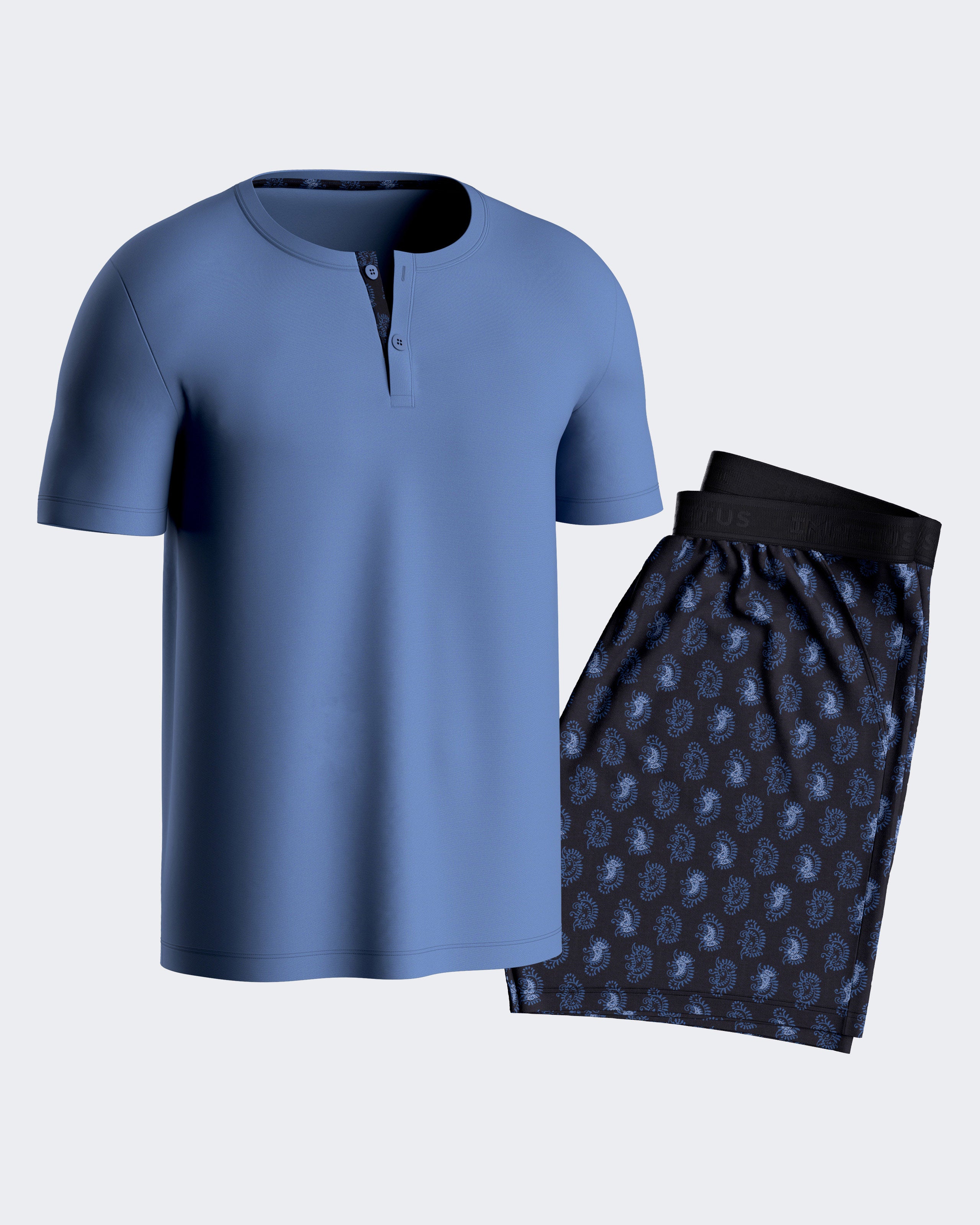 Pijama curto de homem em Lyocell