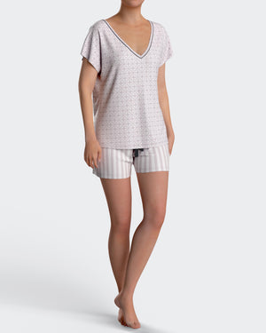 Short Woman's Pyjamas with buttons in Cotton Modal