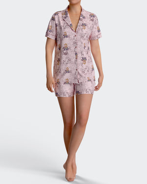 Short Woman's Pyjamas with buttons in Cotton Modal