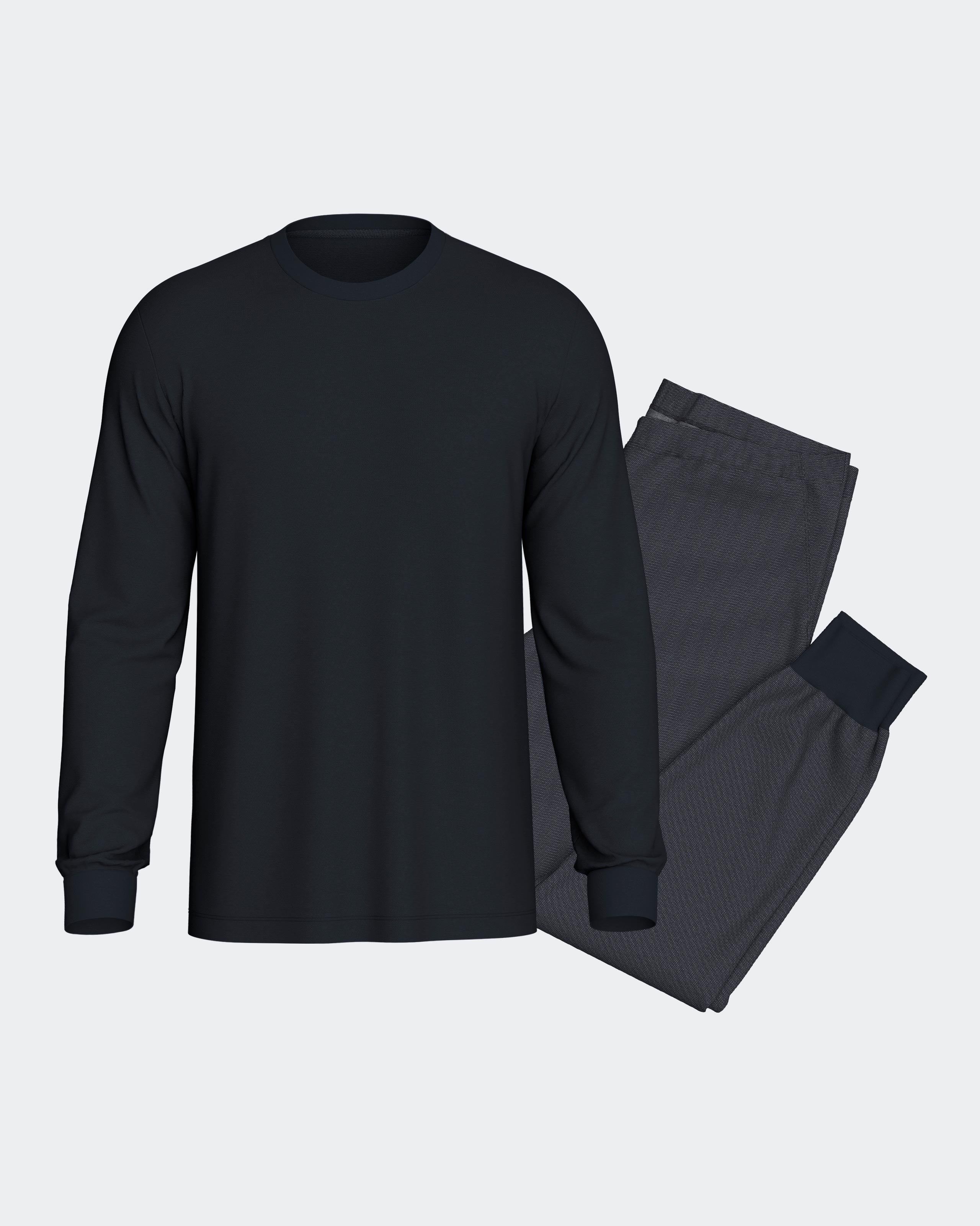 Men's thermal pyjama with cuffs in cotton