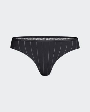 Striped thong with lace detailing
