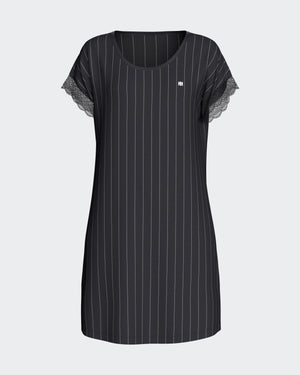 Camisa de dormir às riscas em Algodão Modal