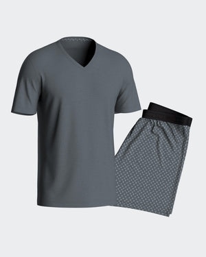 Short pyjama with micro-motif print