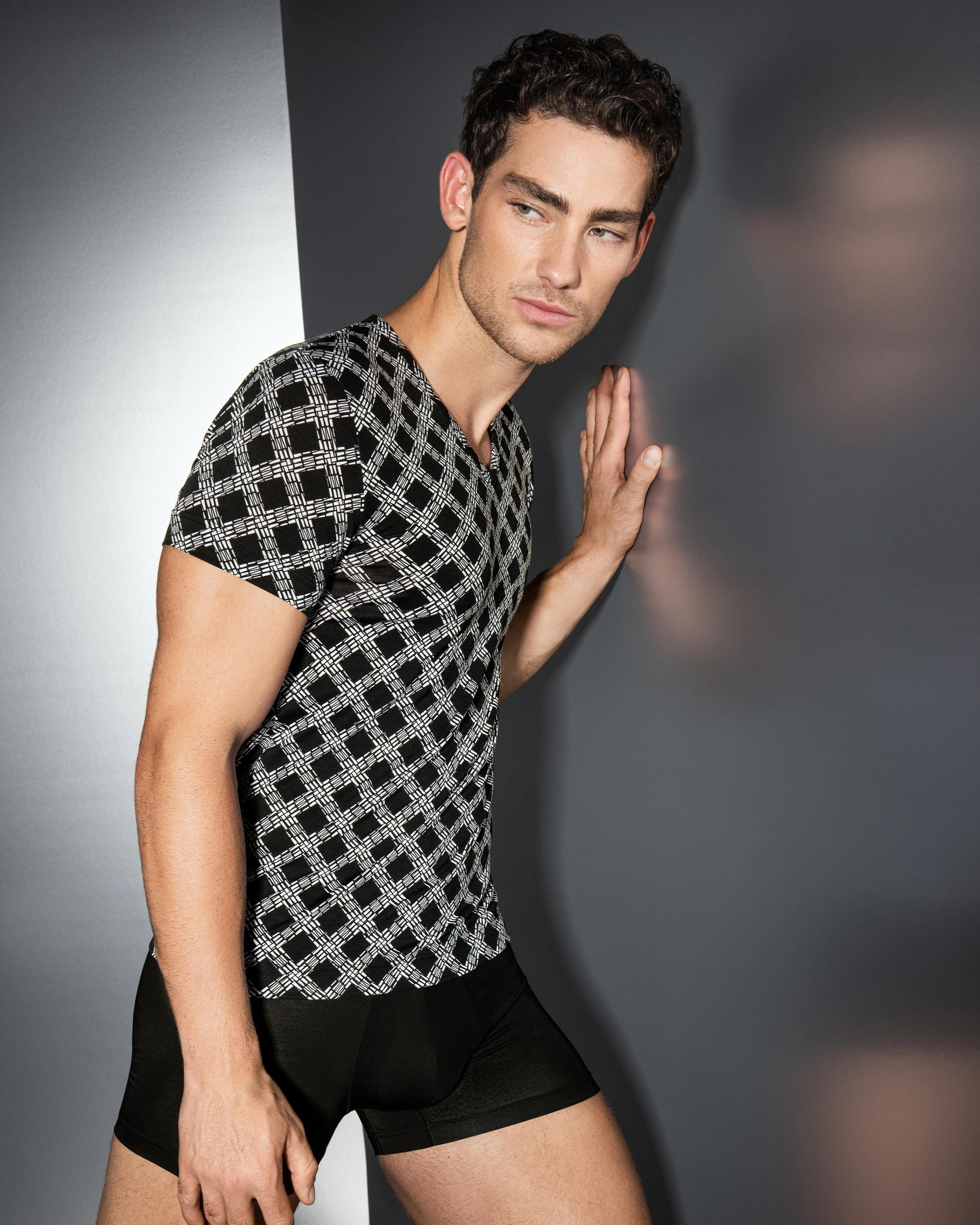 T-shirt estampado geométrico em Lyocell