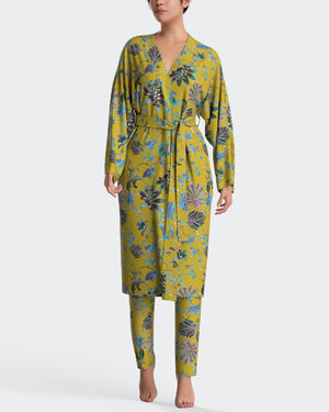 Printed dressing gown in cotton modal