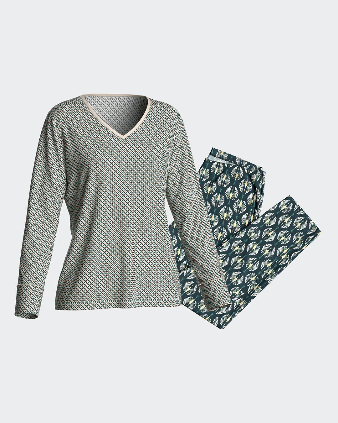 Pijama de mulher estampado em algodão modal