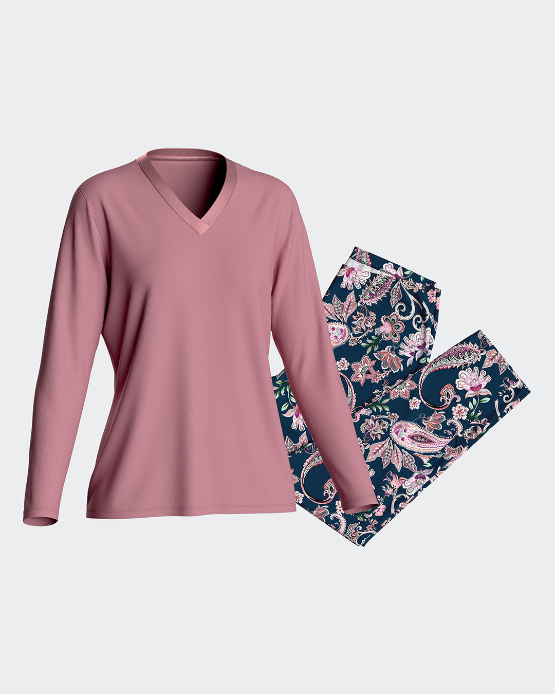 Pijama de mulher cachemira em algodão modal