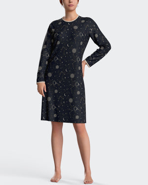 Nightgown with gold print