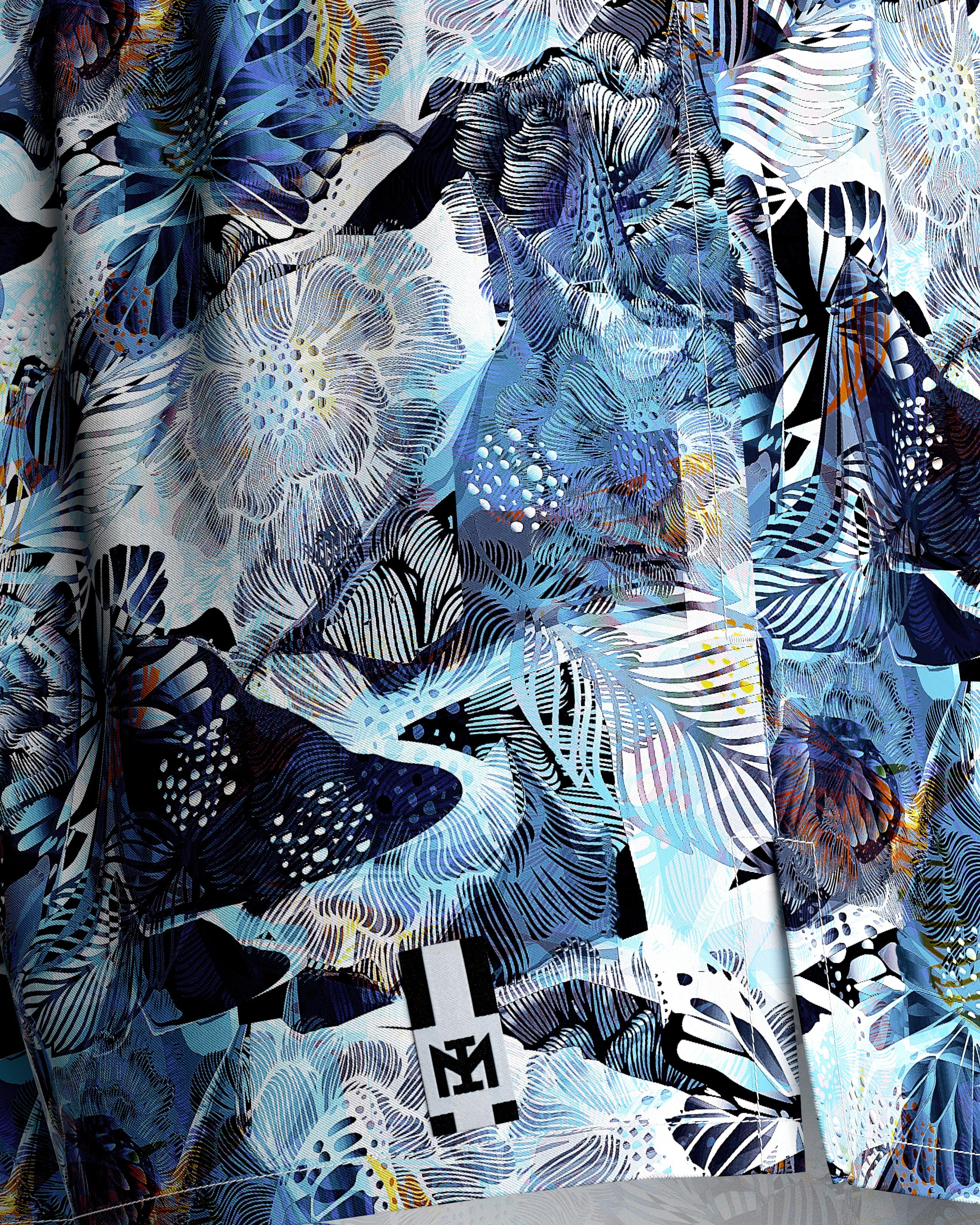 Short de bain court imprimé tropical