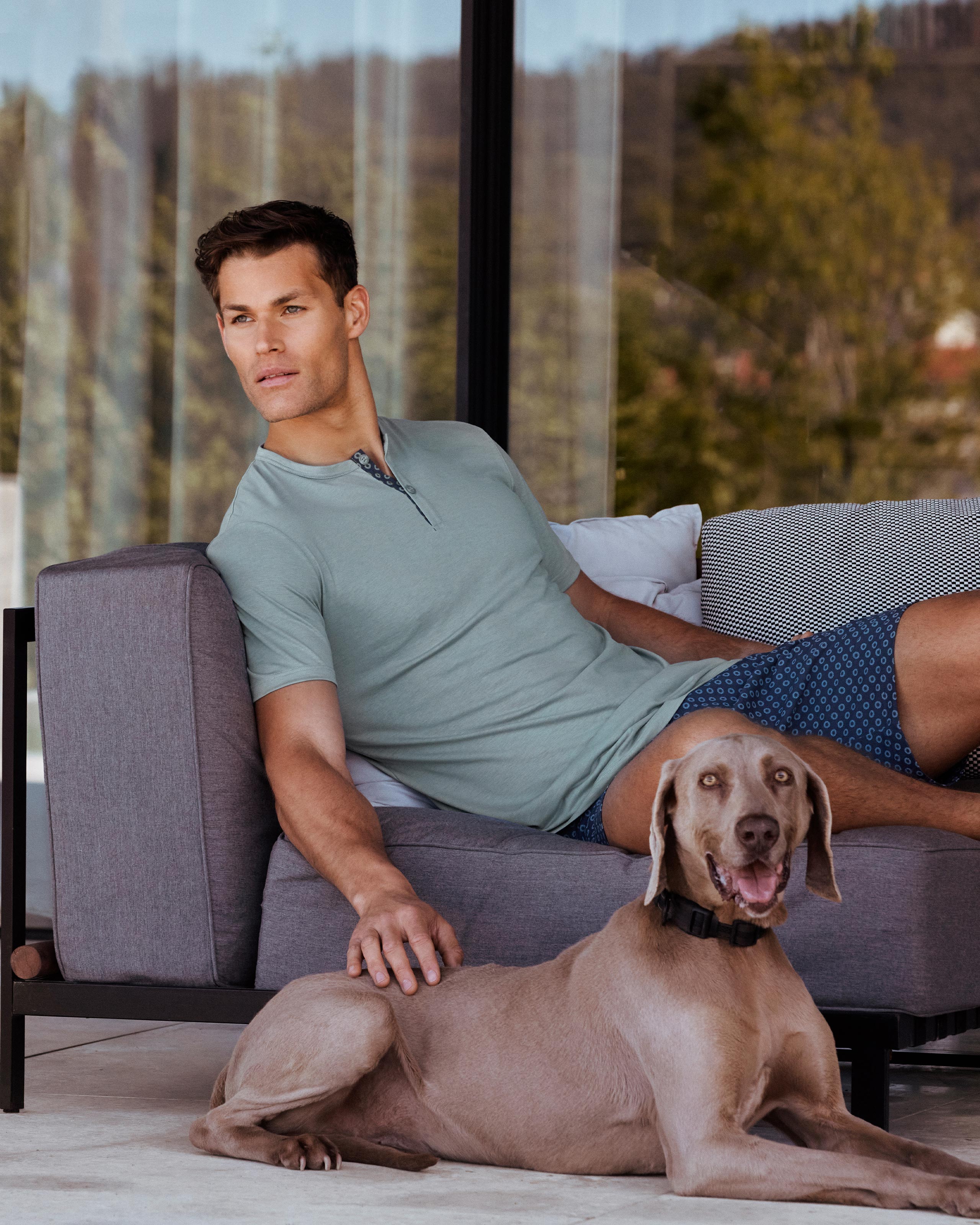 Pijama curto de homem em Algodão Modal