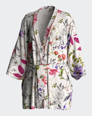 Short dressing gown in Lyocell Cotton