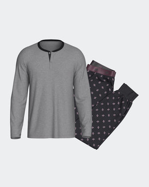 Men's pyjama in cotton with cuffs