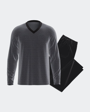 Striped men's thermal velvet pyjama