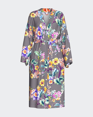 Women's floral print dressing gown in Cotton Modal