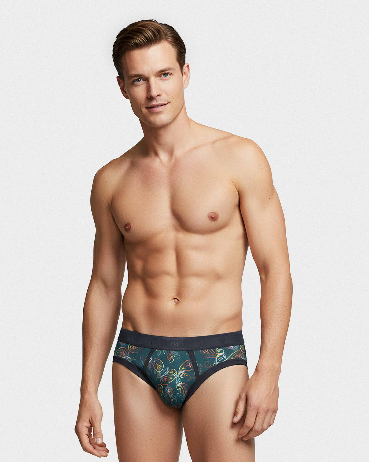 Men's cornucopia print briefs in Lyocell