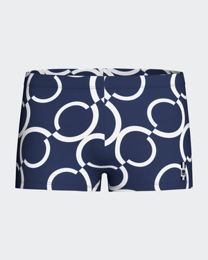 Swimming Boxer with geometric print