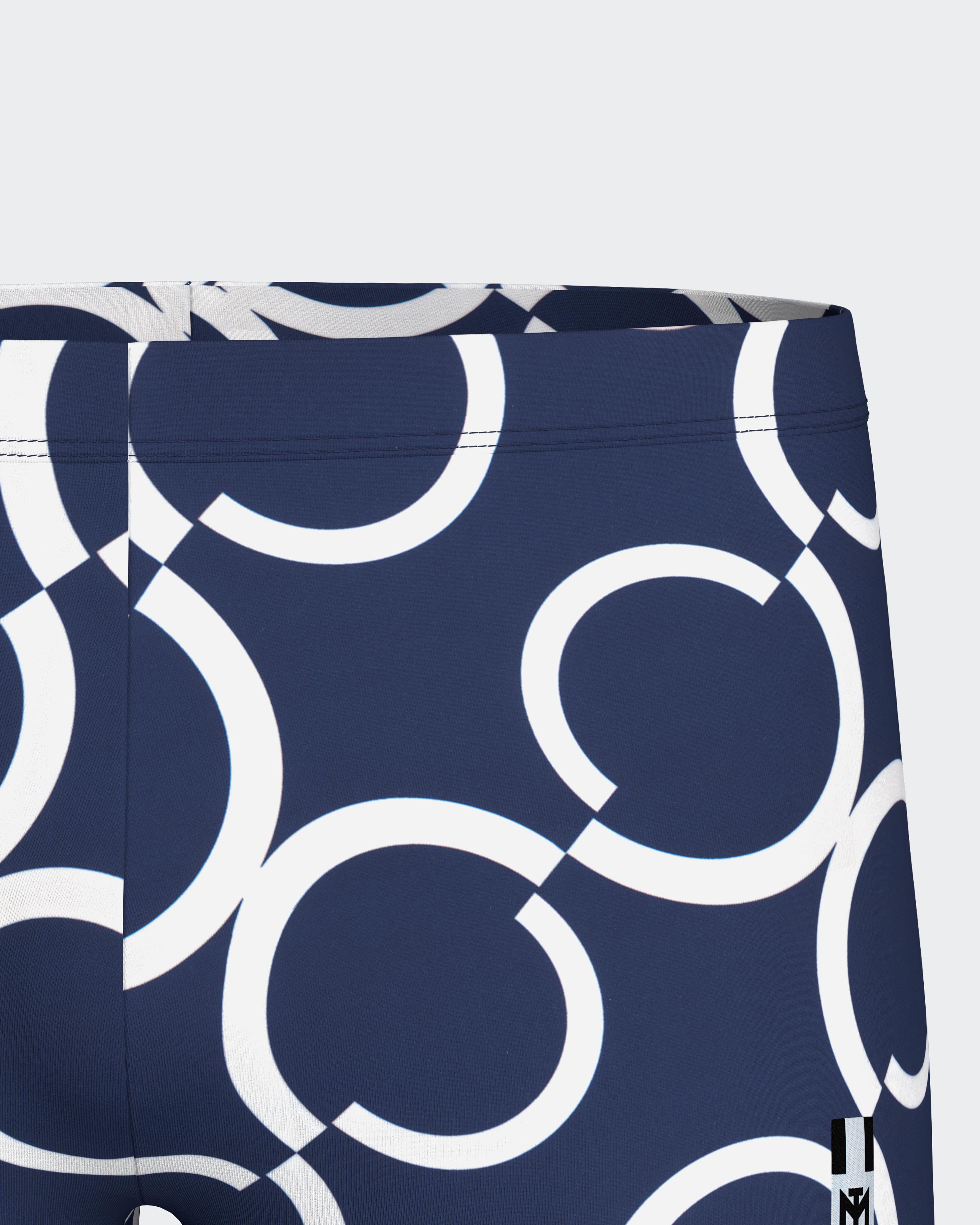 Swimming Boxer with geometric print