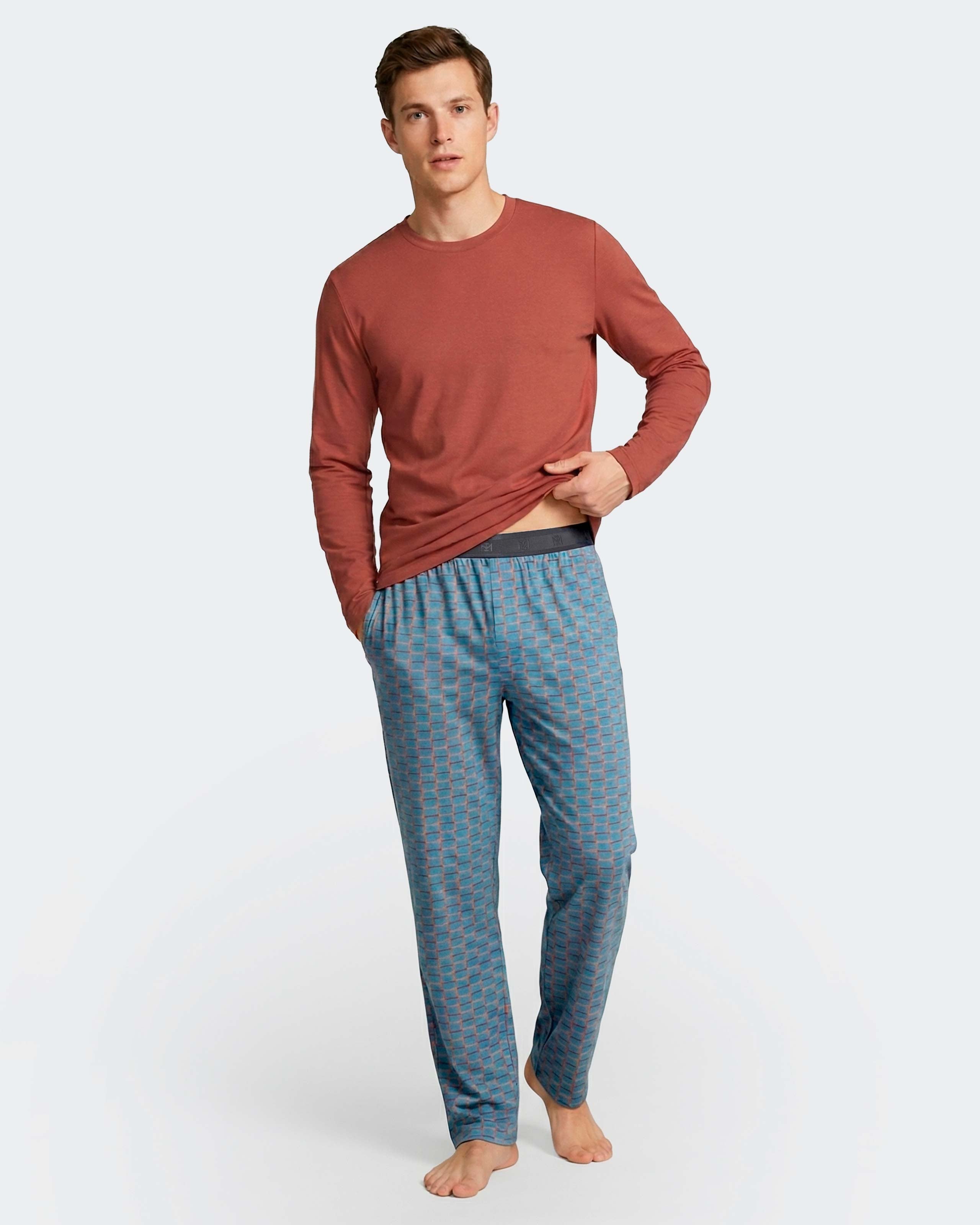 Pijama comprido de homem em Algodão Modal