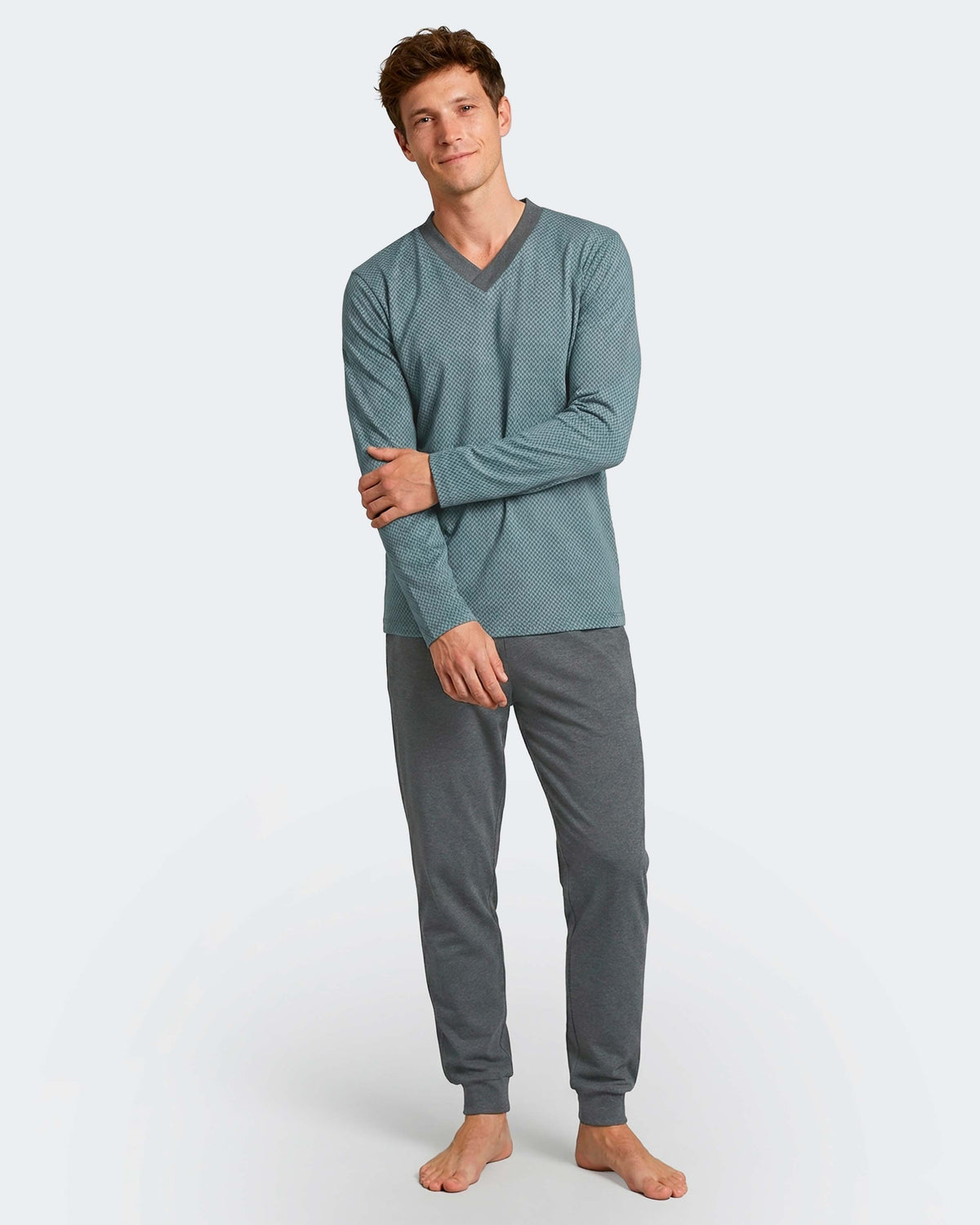 Pijama comprido de homem em Algodão