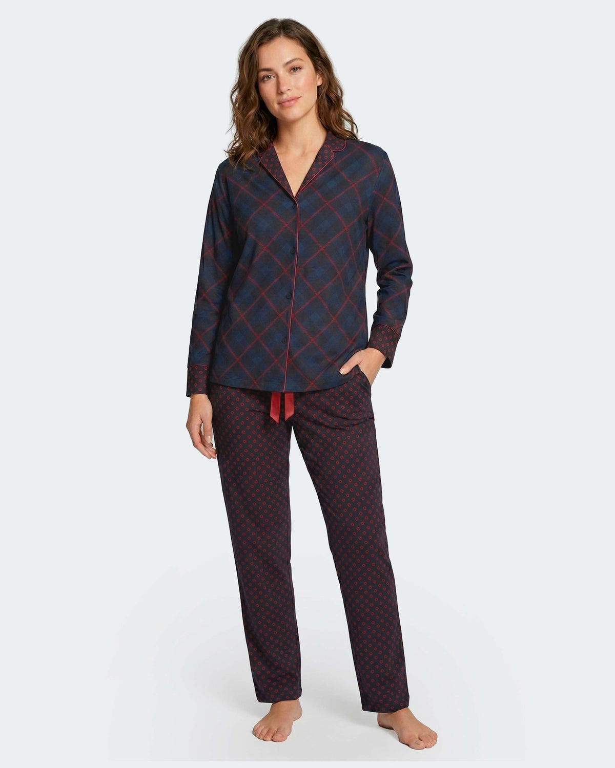 Pijama cardado de mulher em Algodão Modal